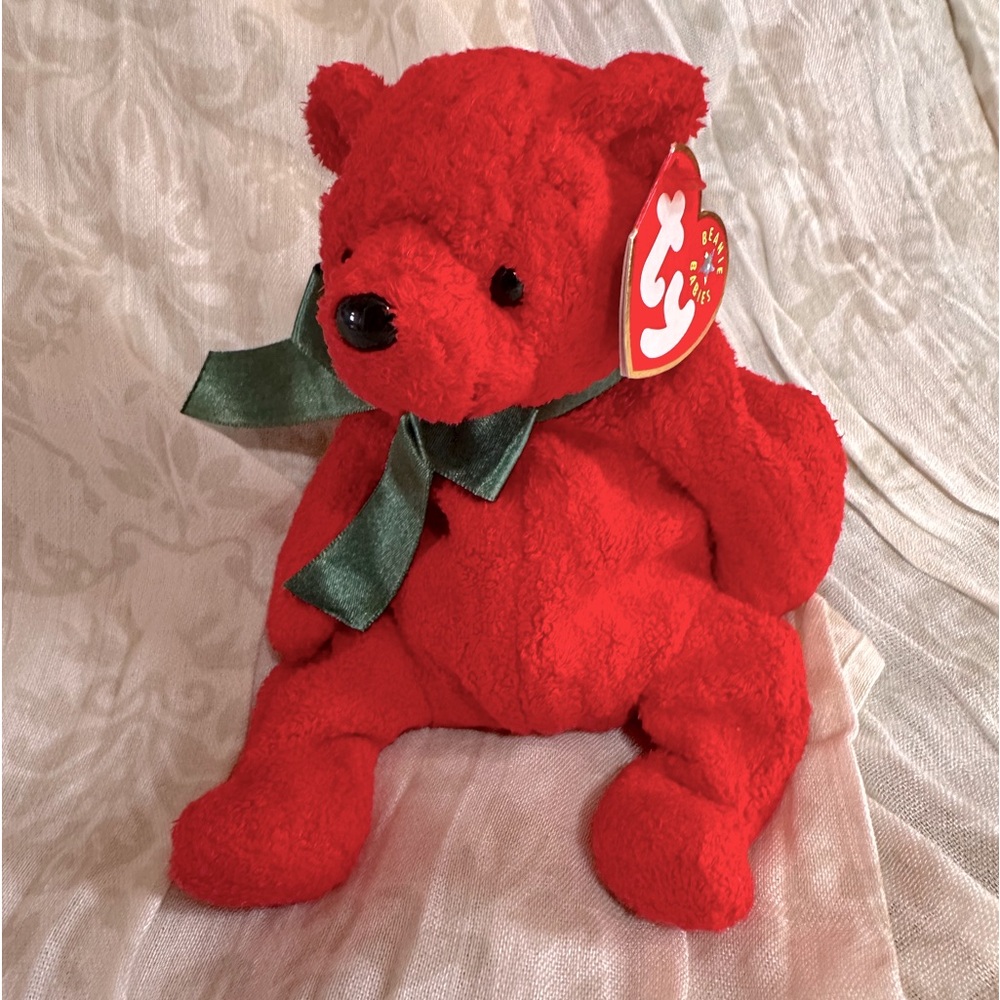 TY Red Collectible Teddy Bear Plush Toy “Mistletoe “